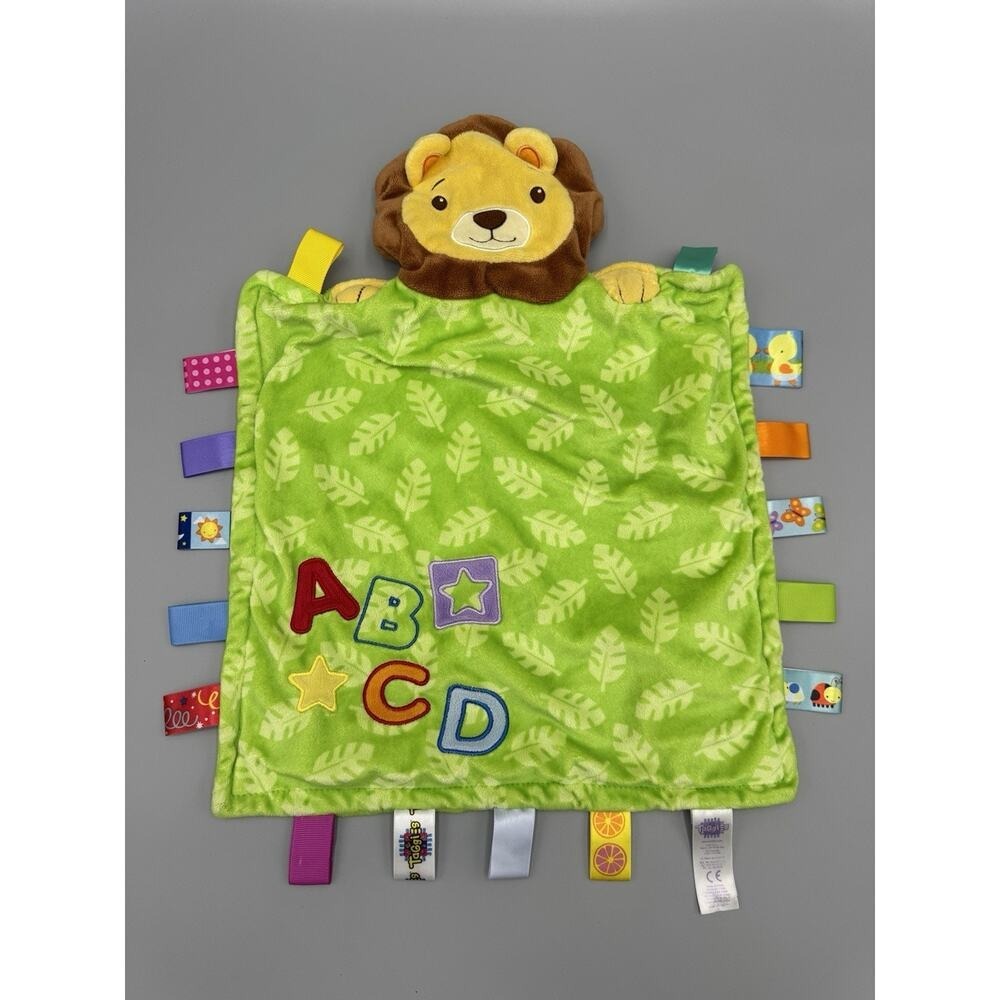 Taggies Lion Lovey Plush Lion Alphabet ABCs Leaves Green Baby Security Blanket